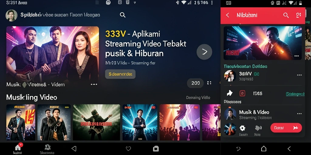Antarmuka aplikasi 333V yang menarik dan fungsional untuk Streaming Video.