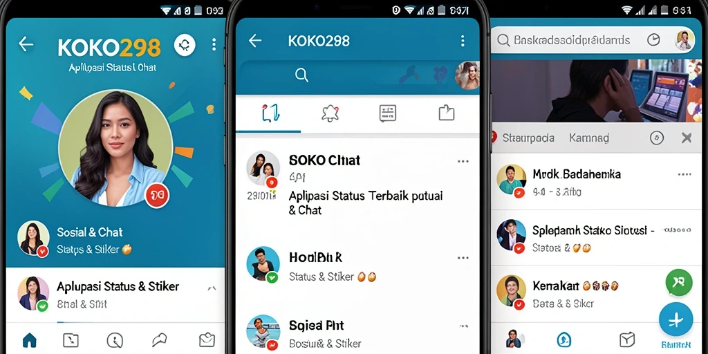 Antarmuka KOKO288 dengan berbagai stiker sosial yang menarik.