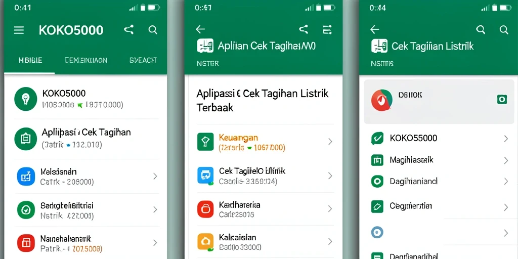 Tampilan antarmuka KOKO5000 untuk Cek Tagihan Listrik.