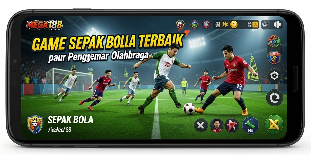 Antarmuka MEGA188 yang menarik saat bermain sepak bola.