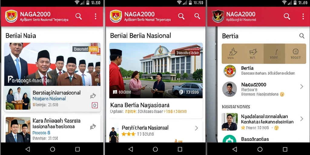 Antarmuka sederhana NAGA2000 dengan berbagai kategori berita.