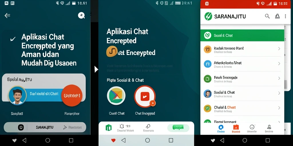 Tampilan antarmuka pengguna SARANAJITU dengan fitur Chat Encrypted.